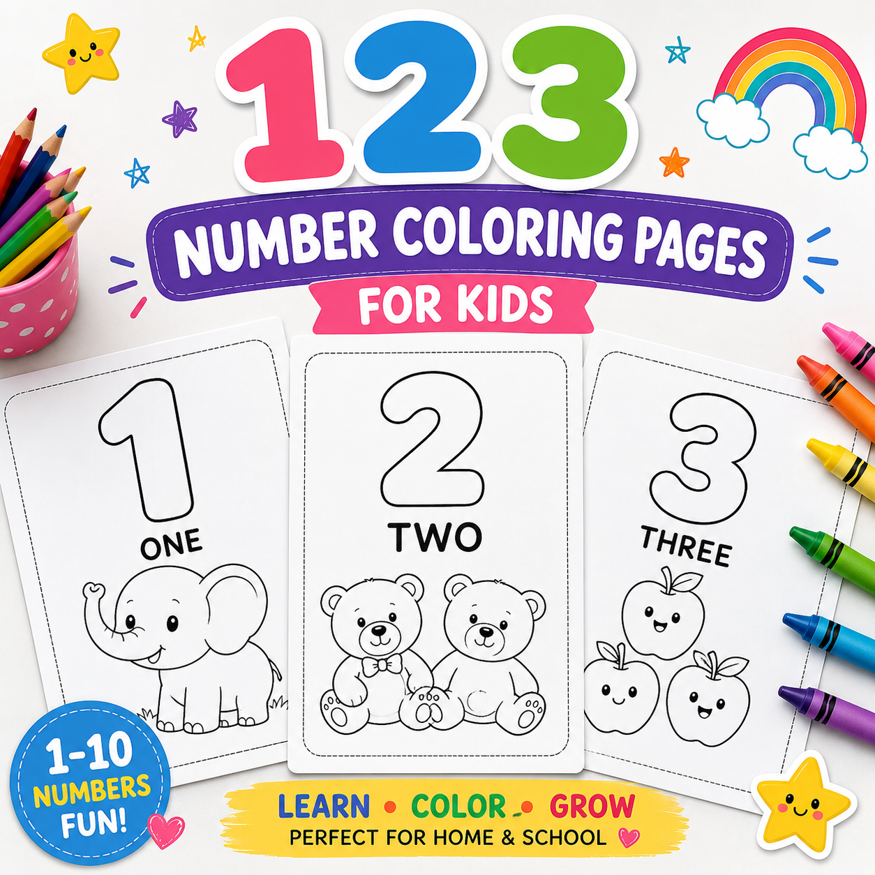 🔢 123 Number Coloring Pages for Kids 🎨✨